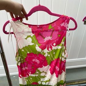 Pink and Green Floral Print Dress